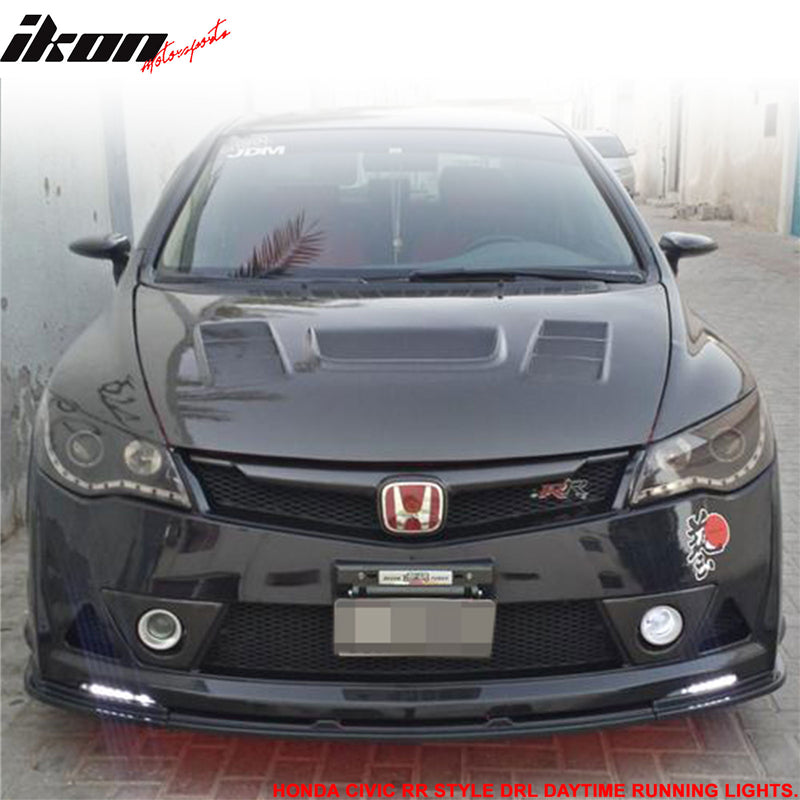 Fits 06-11 Civic Mugen RR Front Bumper Cover w/ Bumper Lip Spoiler + LED DRL