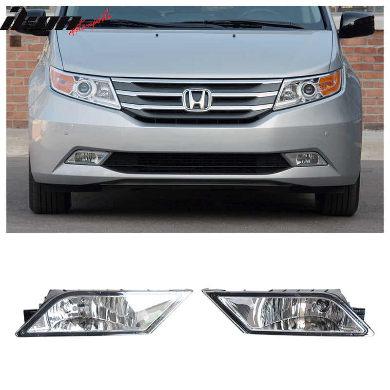 Fits 11-13 Honda Odyssey OE Front Fog Light Fog Lamp Clear Lens Pair