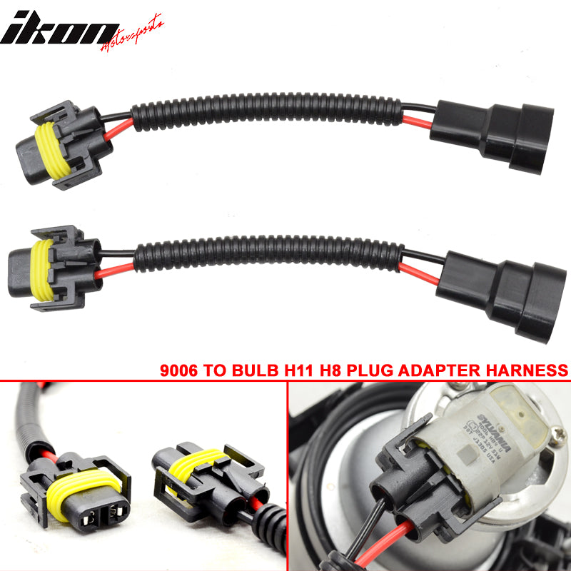 9006 Bulb To H11 H8 Headlight Fog Light Wiring Plug Adapter Harness