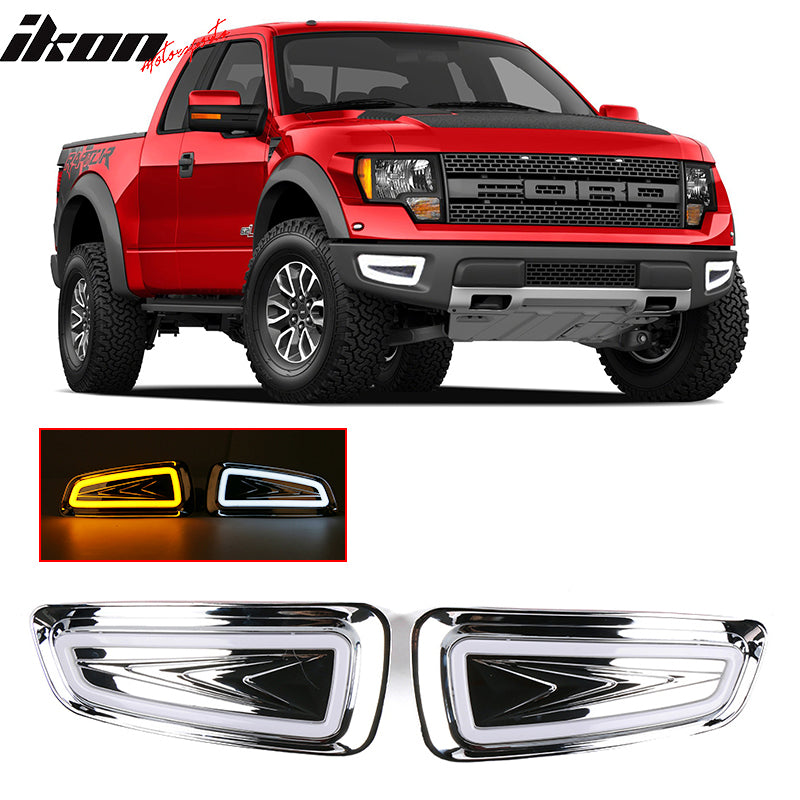 2011-2014 Ford F150 White Daytime Running Light Yellow Turn Signal