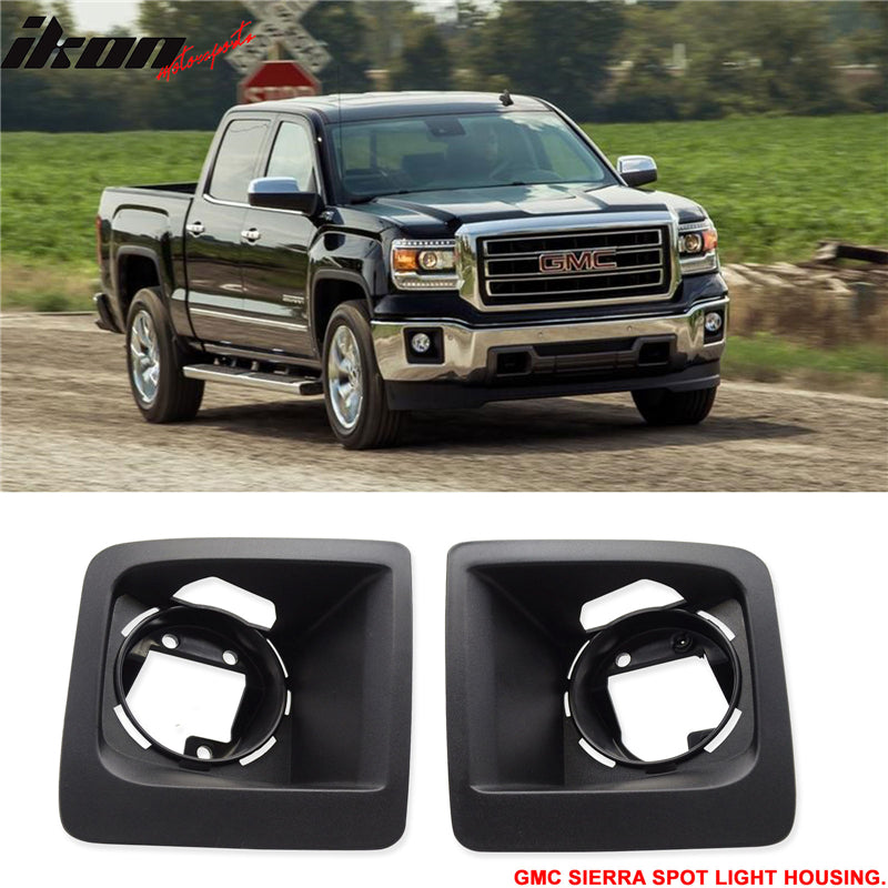 2014-2015 GMC Sierra OE Style Spotlights Fog Lights Covers Black ABS