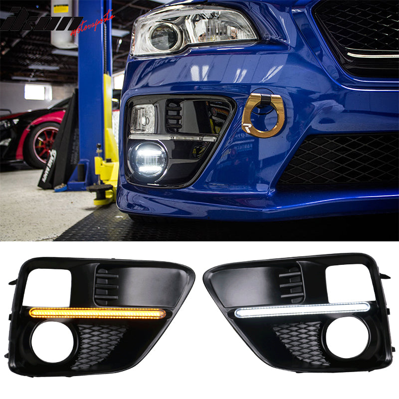 2015-2017 Subaru WRX Sti White DRL & Amber Switchback Fog Light Covers