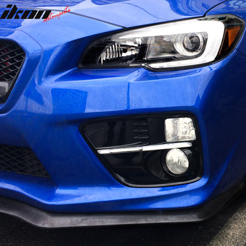 IKON MOTORSPORTS Fog Lights Cover Compatible With 2015-2017 Subaru WRX STI, Fog Lamp Bezel Trim with White DRL & Amber Turn Signal