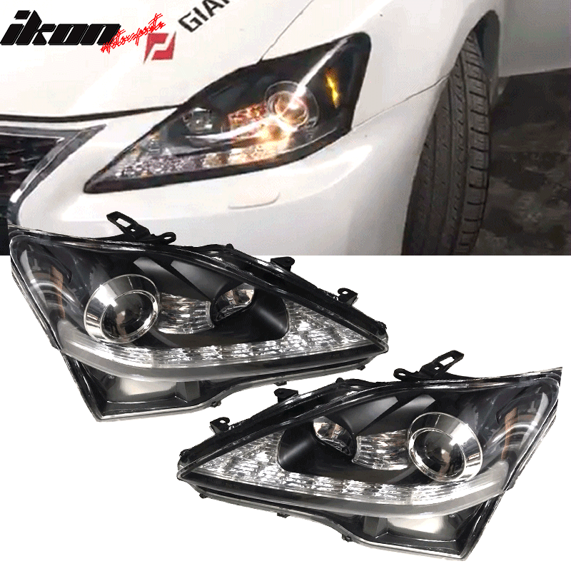 2006-2014 Lexus IS250 IS350 IS-F Facelift Style Headlights - Black