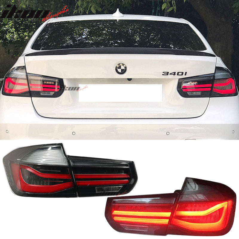 Fits 16-18 BMW F30 M3 LCI Black Lines Rear Tail Lights s