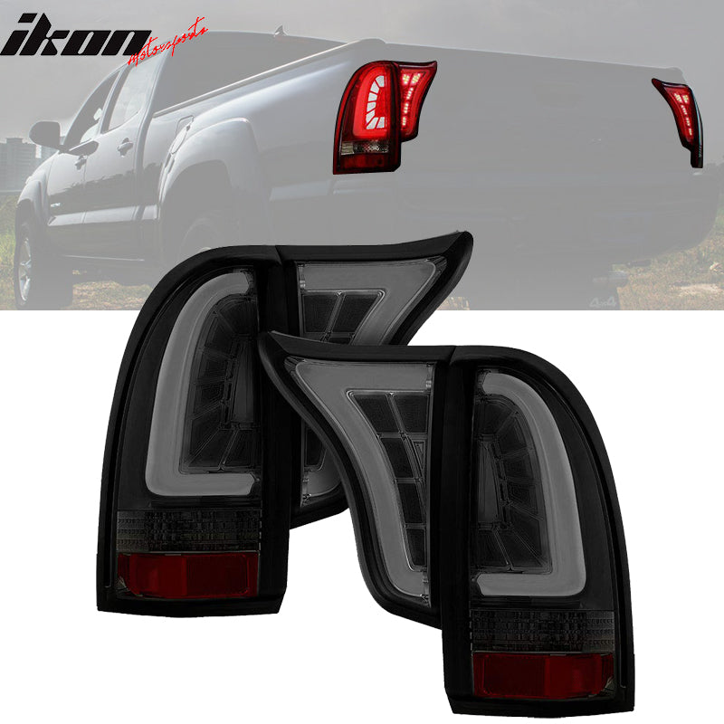 2005-2015 Toyota Tacoma Smoke Lens Black Housing Tail Lights