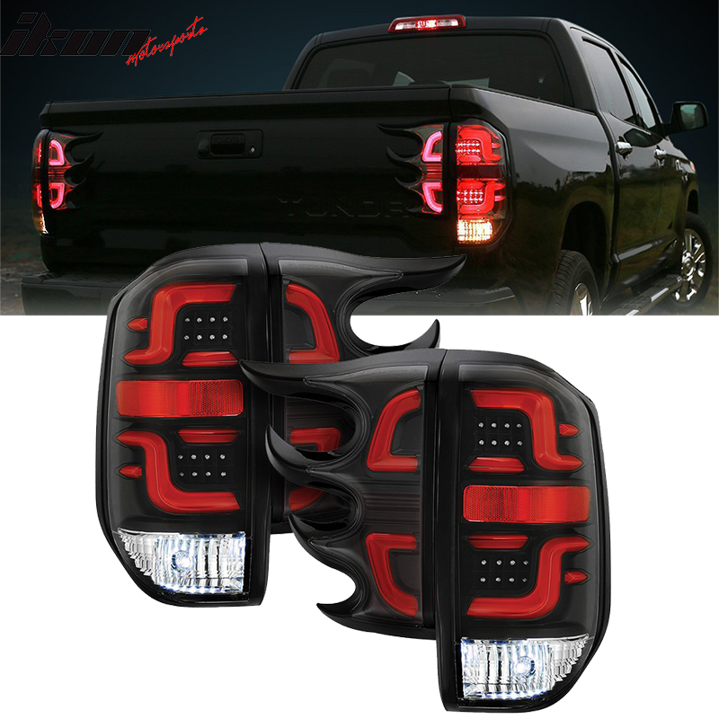 2014-2016 Toyota Tundra BR Clear Lens Black Housing Tail lights Bar