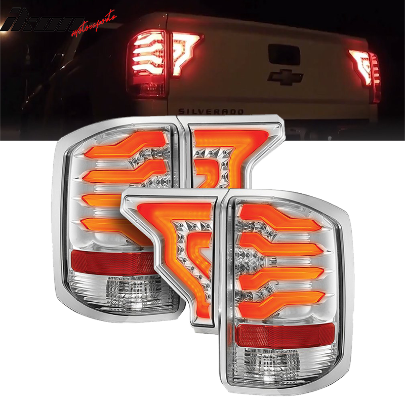 2014-2019 Silverado Clear Lens Chrome Housing LED Tail Lights