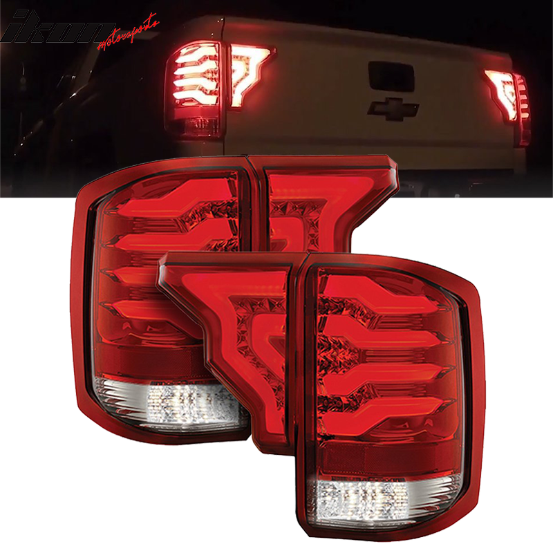 2014-2019 Silverado 1500 2500 3500 HD RC Red Lens LED Tail Lights