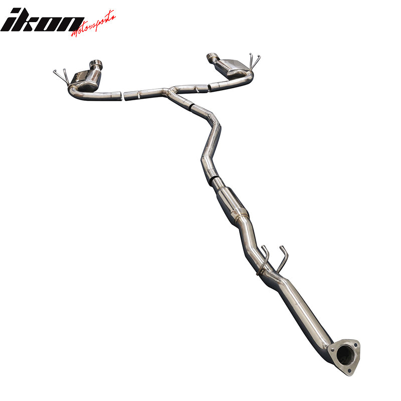 IKON MOTORSPORTS, Exhaust Compatible With 2016-2021 Honda Civic, Sedan Catback Exhaust System & Rear Diffuser LED Light