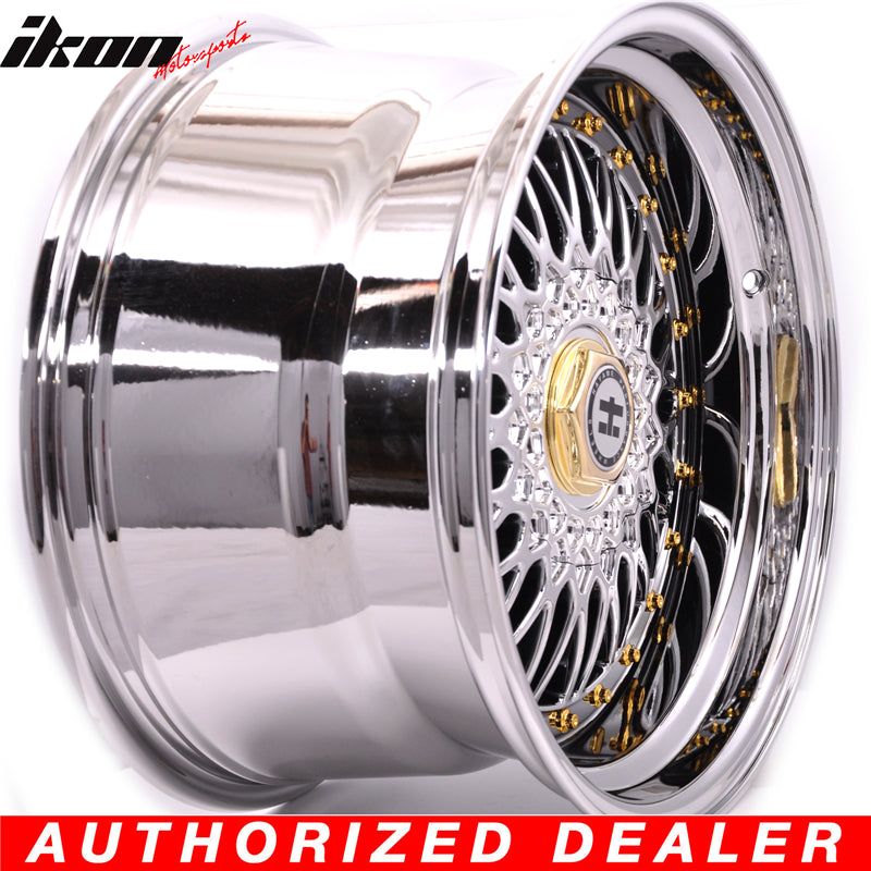 17x10 Inch Hayame Performance Wheel Full Platinum & Gold Rivets 5X100 5X114 x4