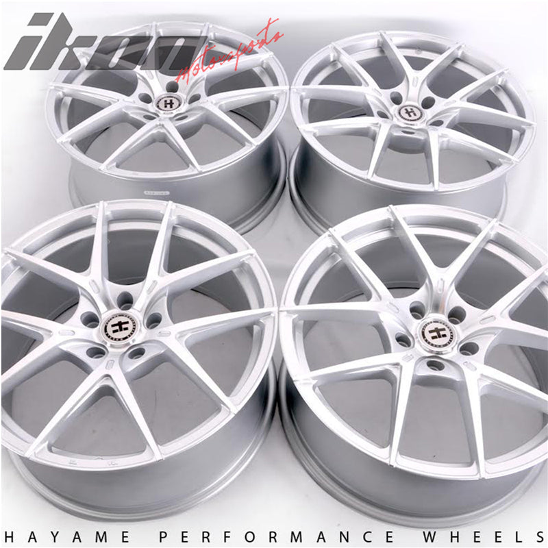 19x9.5 Hayame Performance Wheel Rims Machine Face Silver Lip 5X120 Squared x4