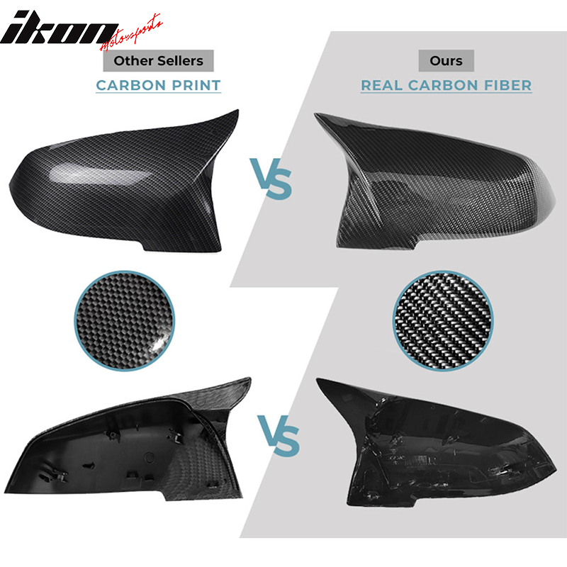 Fits BMW F20 F22 F30 F31 F32 F33 F35 F34 Side View Mirror Cover Carbon Fiber 2PC