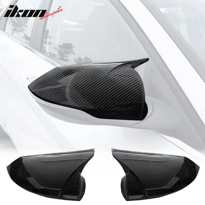 IKON MOTORSPORTS, Mirror Cover Compatible With 2021-2023 Hyundai Elantra 4-Door Sedan, ABS Plastic Rear View Side Mirror Cover Cap Trim 2PC