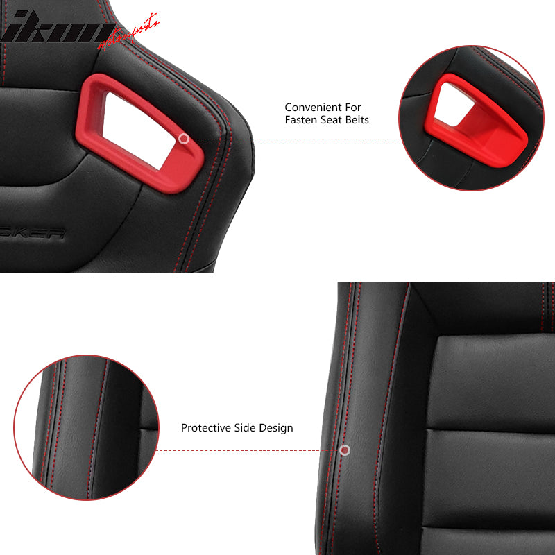 Universal Dual Sliders Racing Seats Black with Blue Red White Orange Bezel Pair