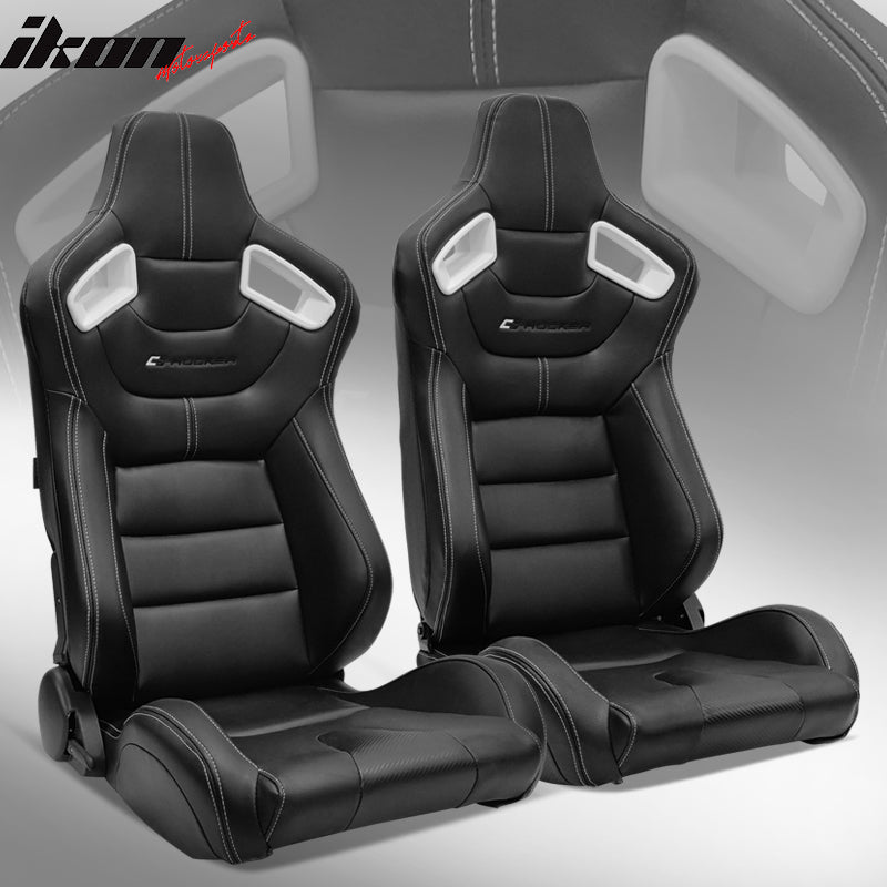 Universal Dual Sliders Racing Seats Black with Blue Red White Orange Bezel Pair