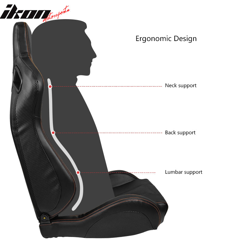 Universal Left Driver Side Reclinable Racing Seats + Dual Sliders