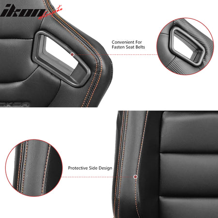 Universal Left Driver Side Reclinable Racing Seats + Dual Sliders