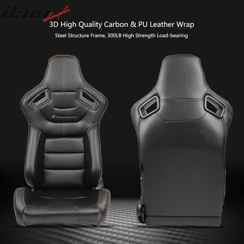 Universal Left Driver Side Reclinable Racing Seats + Dual Sliders