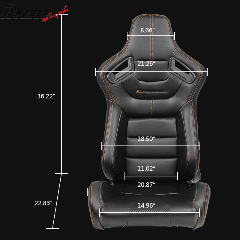 Universal Left Driver Side Reclinable Racing Seats + Dual Sliders