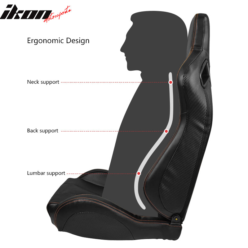 Universal Left Driver Side Reclinable Racing Seats + Dual Sliders