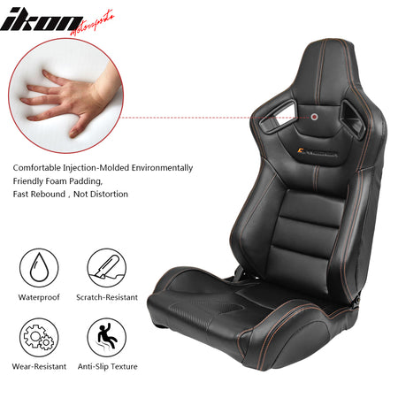 Universal Left Driver Side Reclinable Racing Seats + Dual Sliders