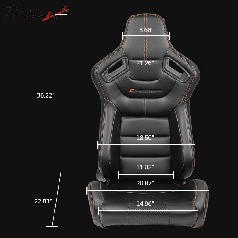 IKON MOTORSPORTS, Universal Racing Seats with Dual Sliders, Reclinable Right Passenger Side