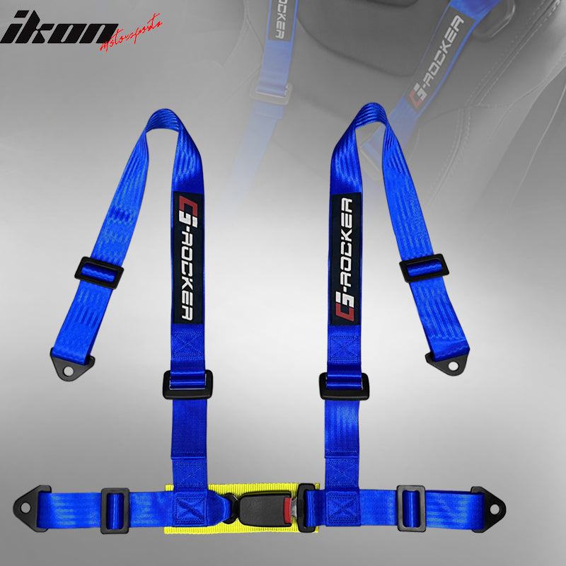 Universal Blue 4 Point Buckle Racing Seat Belt Harness Nylon