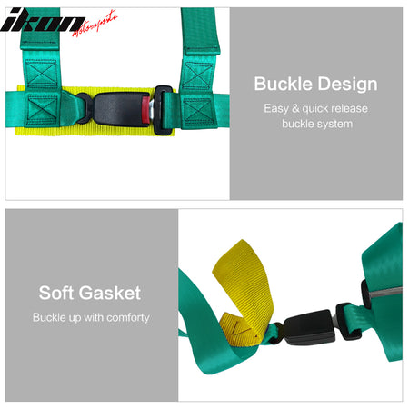 4 Point Racing Harness Buckle Seat Belt 2" Nylon Green UTV ATV