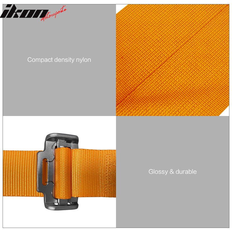 4 Point Race Harness Cam-lock Seat Belt 2" Wide Nylon Orange Go-kart UTV ATV