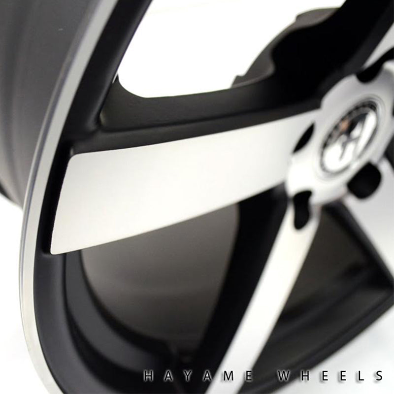 19x8.5 19x9.5 Hayame Performance Wheel Rims Satin Black Machined Face Staggered