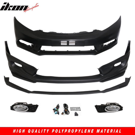 Fits 12-13 Civic Coupe 2 Door JDM Front Bumper Mugen Lip Conversion w/ Foglight