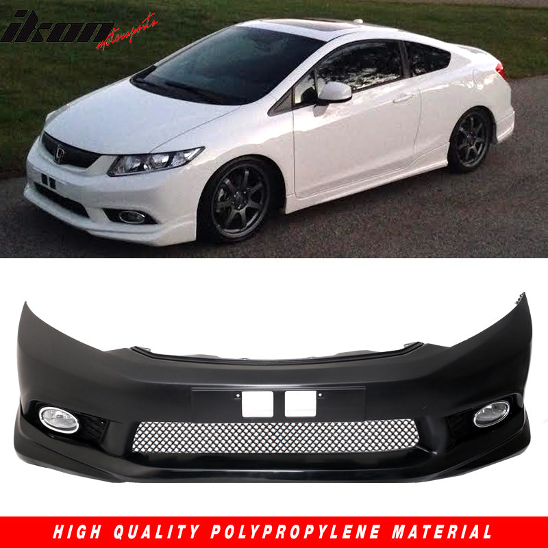 2012-2013 Honda Civic 2Dr Front Bumper MD Lip Conversion Foglight PP