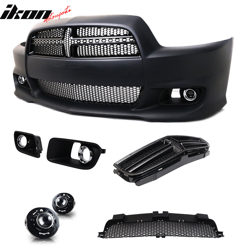 Bumper Compatible With 2011-2014 Dodge Charger, SRT Conversion Front Bumper Cover - PPby IKON MOTORSPORTS