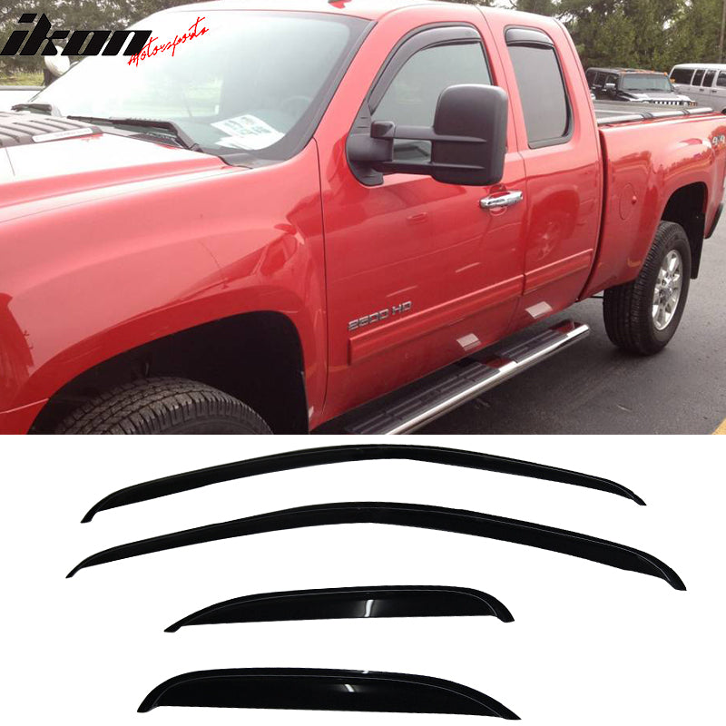 2008-2013 Chevy Silverado Slim Style Smoke Tinted Visor Window Acrylic