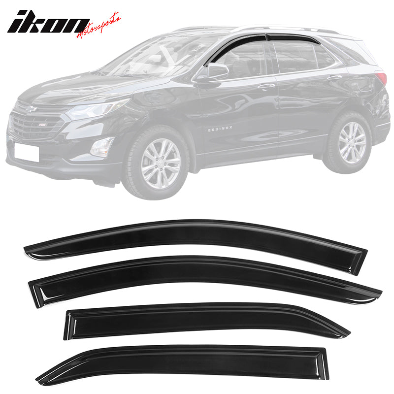 IKON MOTORSPORTS, Window Visor Compatible With 2018-2023 Chevy Equinox, Vent Sun Shade Rain Guards Side Window Deflectors