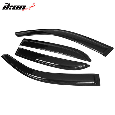 IKON MOTORSPORTS, Window Visor Compatible With 2003-2007 Honda Accord, Smoke Tinted & Semi-Transparent 4PCS Sun Rain Shade Guard Wind Vent Air Deflector, 2004 2005 2006