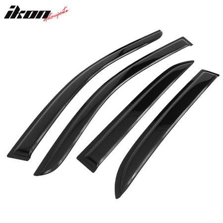 IKON MOTORSPORTS, Window Visor Compatible With 2003-2007 Honda Accord, Smoke Tinted & Semi-Transparent 4PCS Sun Rain Shade Guard Wind Vent Air Deflector, 2004 2005 2006