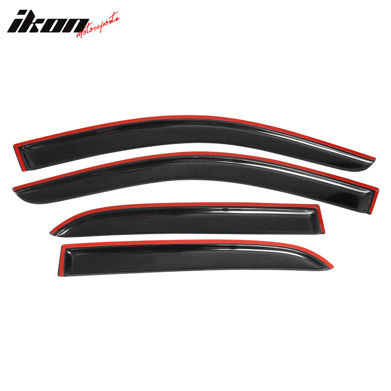 IKON MOTORSPORTS, Window Visor Compatible With 2003-2007 Honda Accord, Smoke Tinted & Semi-Transparent 4PCS Sun Rain Shade Guard Wind Vent Air Deflector, 2004 2005 2006