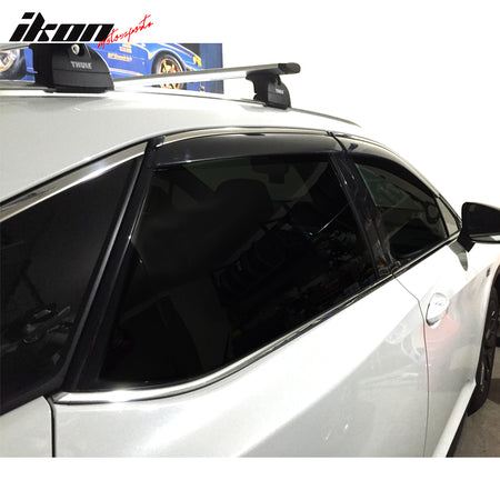 Window Visor Compatible With 2016-2022 Lexus RX350 RX350L RX450h RX450hL, Injection Polycarbonate with Chrome Trim Air Deflector Rain Guard Shade by IKON MOTORSPORTS, 2017 2018 2019 2020 2021