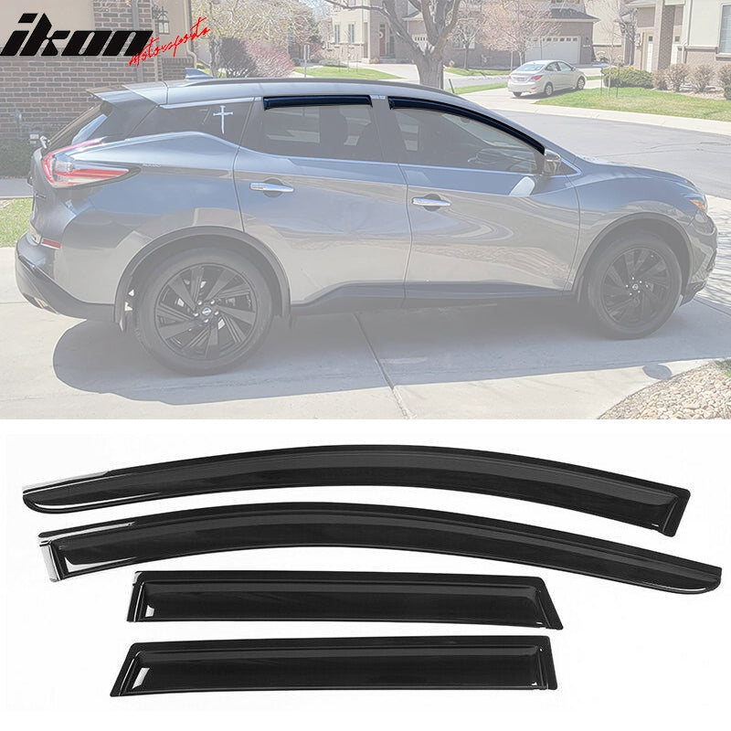 IKON MOTORSPORTS, Window Visor Compatible With 2015-2022 Nissan Murano Vent Sun Shade Rain Guards Side Window Deflectors