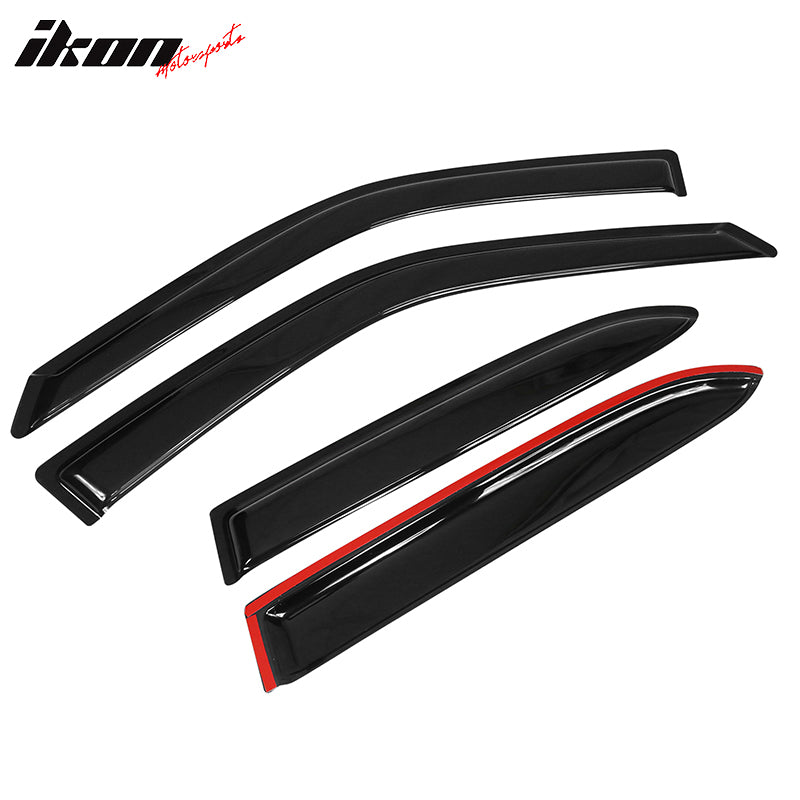 Window Visors Compatible With 1998-2002 Toyota Corolla, Dark Smoke Car Rain Sun Window Shade Guard Visor Smoke by IKON MOTORSPORTS, 1999 2000 2001