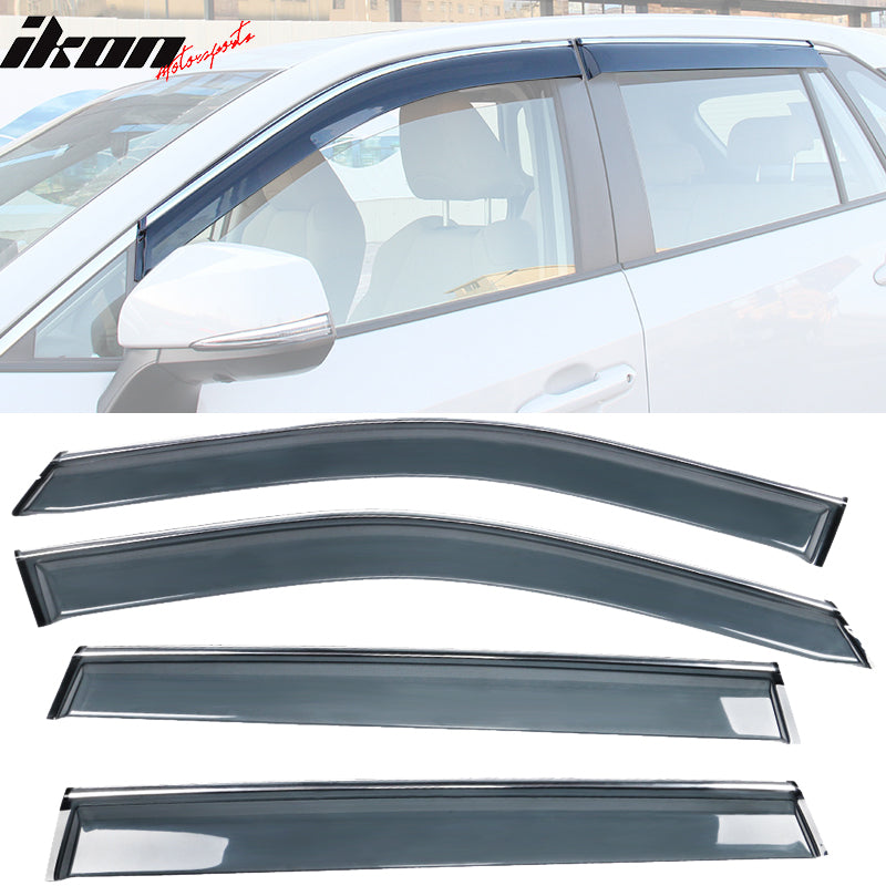 IKON MOTORSPORTS, Window Visor Compatible With 2019-2023 Toyota RAV4 Vent Sun Shade Rain Guards Side Window Deflectors