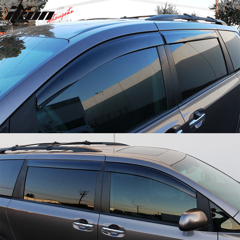 IKON MOTORSPORTS, Window Visor Compatible With 2011-2020 Toyota Sienna Vent Sun Shade Rain Guards Side Window Deflectors