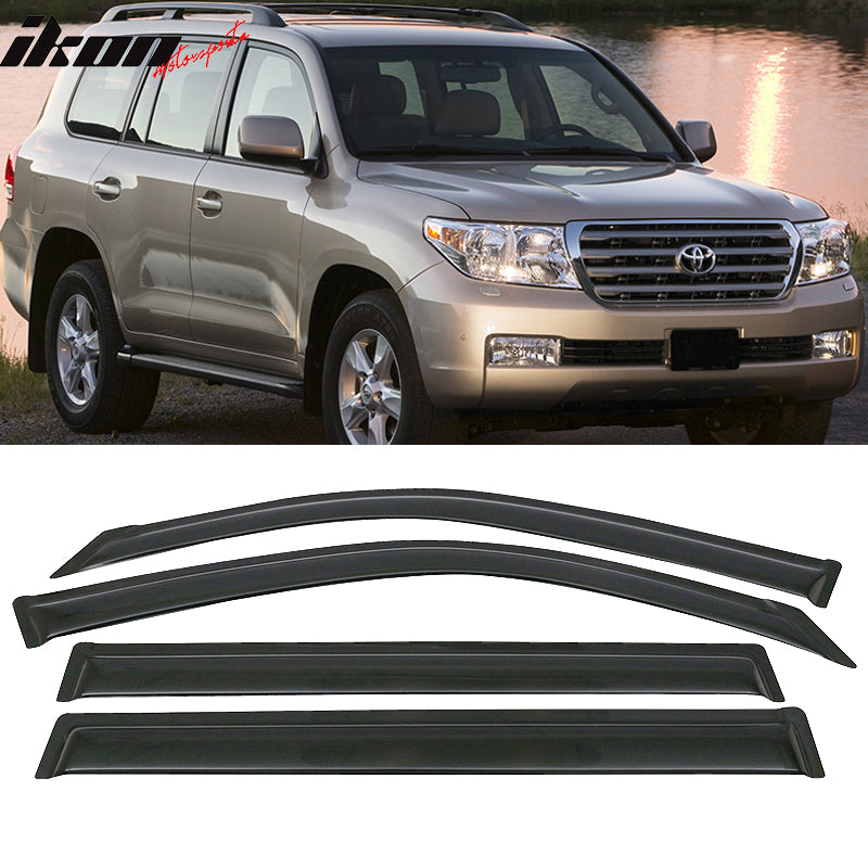 2008-2019 Toyota Land Cruiser Slim Style Smoke Window Visors Acrylic