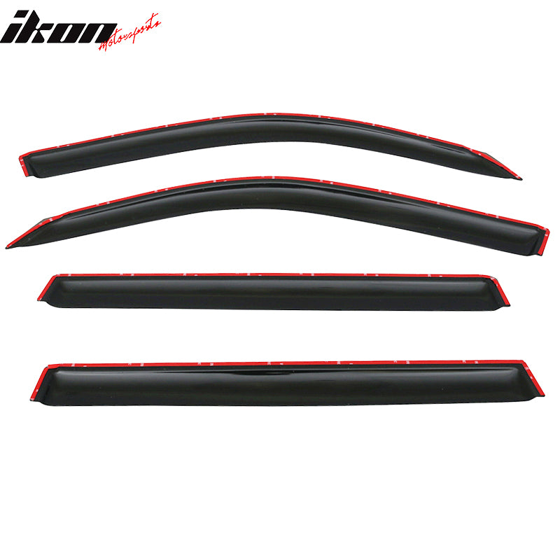 IKON MOTORSPORTS Tape On External Window Visors, Compatible With 2008-2019 Toyota Land Cruiser, Dark Smoke Car Rain Sun Window Shade Guard Visor