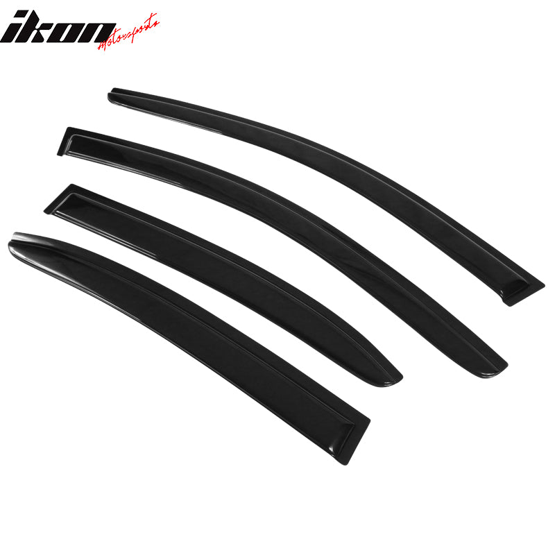 Window Visors Compatible With 2011-2018 Volkswagen Jetta, Dark Smoke Car Rain Sun Window Shade Guard Visor by IKON MOTORSPORTS, 2012 2013 2014 2015 2016 2017