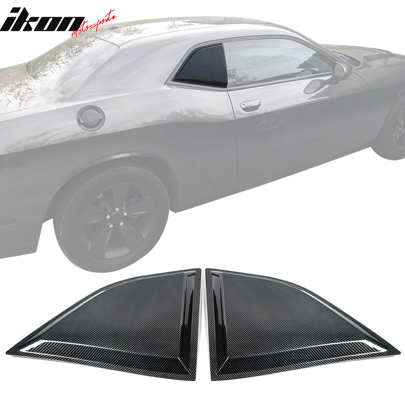 IKON MOTORSPORTS, Window Scoops Fits 2008-2023 Dodge Challenger, XE Style PP Window Vents Guards