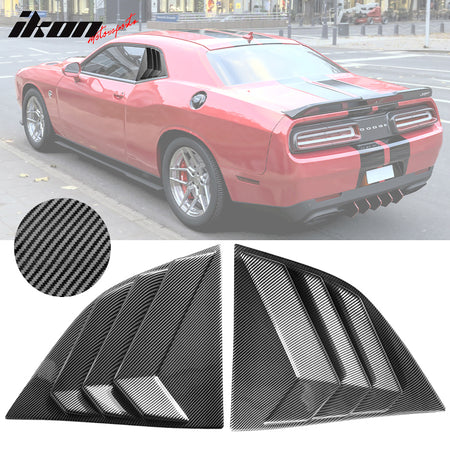 IKON MOTORSPORTS, Side Window Louver Compatible With 2008-2023 Dodge Challenger, Sun Shade Cover Windshield Scoop Pair, 2009 2010 2011 2012 2013 2014 2015 2016 2017 2018 2019 2020