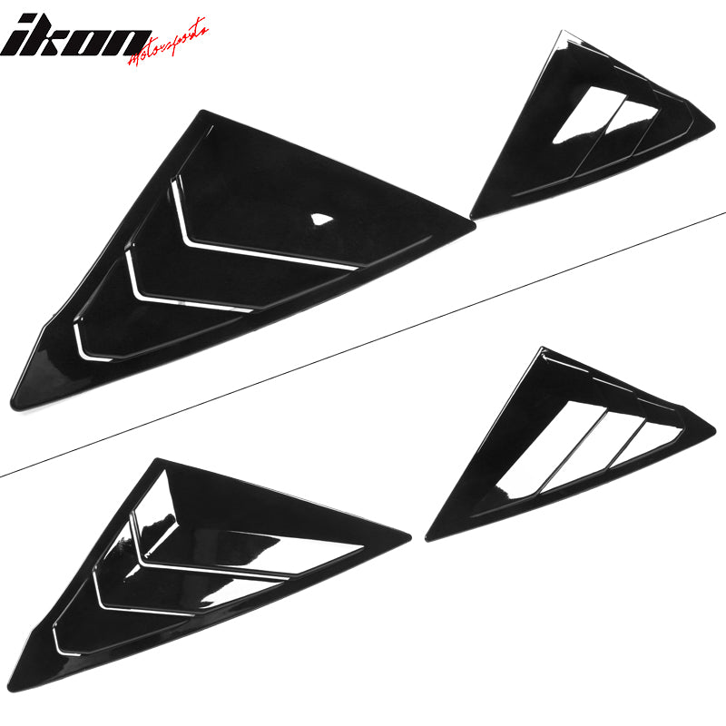 IKON MOTORSPORTS, Window Louver Compatible With 2022 Honda Civic 11th Gen 4-Door Sedan, ABS Plastic Side Vent Window Scoop Louver Cover Trim Pair